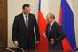 Prime minister Petr Nečas with President Vladimir Putin.