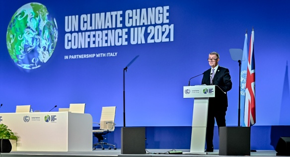 Premiér Andrej Babiš vystoupil s projevem na klimatické konferenci COP 26, 1. listopadu 2021.