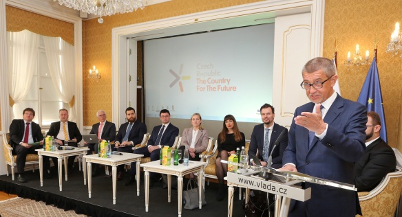 První panel konference Czech Republic: The Country For The Future v Lichtenštejnském paláci, 18. února 2019.