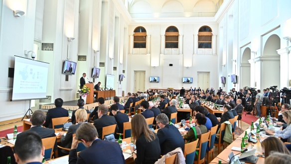Prime Minister Andrej Babiš at the Prague 5G Security Conference held at the Czernin Palace on May 2 2019.