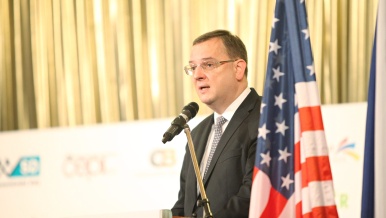 Prime Minister Petr Nečas attended the international conference USA and European Union Days at Žofín Palace on 8 October 2012