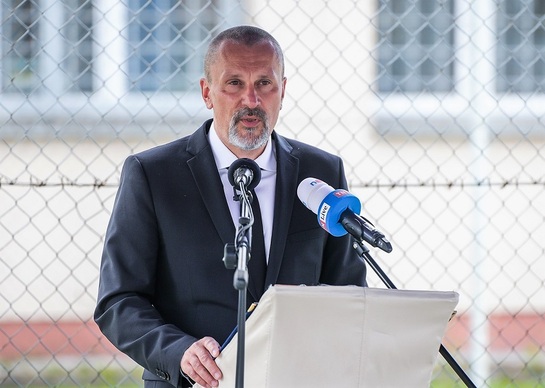 Ministr pro legislativu Michal Šalomoun, pietní akt k památce Milady Horákové, 27. 6. 2023.