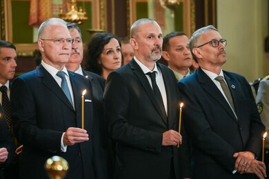 Ministr pro legislativu a předseda LRV Michal Šalomoun v kostele sv. Cyrila a Metoděje, 18. 6. 2024