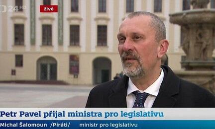 Ministr pro legislativu a předseda LRV Michal Šalomoun po návštěvě u prezidenta, 26. 2. 2024