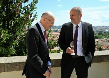 Ministr pro legislativu Michal Šalomoun s předsedou Soudního dvora EU Koenem Lenaertsem, 20. 5. 2024