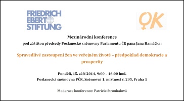 konference Spravedlivé zastoupení žen ve veřejném životě - pozvánka