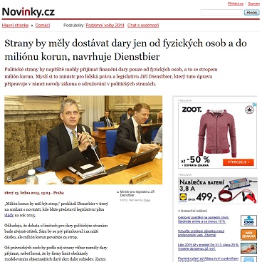 Novinky.cz - clanek - dar stranám a do miliónu korun, navrhuje Dienstbier