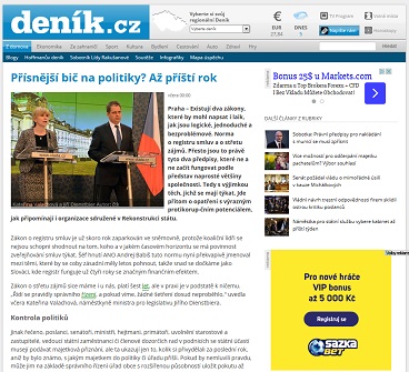 Denik.cz - článek - Přísnější bič na politiky? Až příští rok