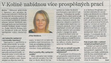 Středočeský denik - článek - V Kolíně nabídnou více prospěšných prací