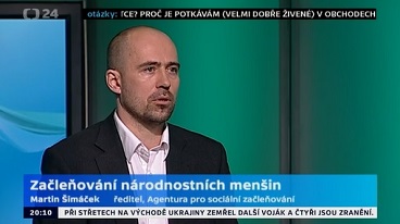 Martin Šimáček k problematice začleňování národnostních menšin v HydeParku na ČT 24