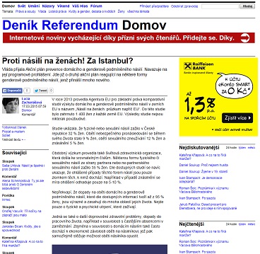 Deník Referendum - článek - Proti násilí na ženách! Za Istanbul?