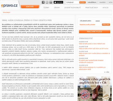 ePrávo.cz: Vláda schválila zprávu o stavu lidských práv