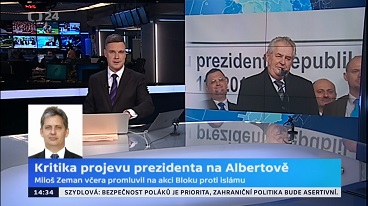 ČT24: Min. Dienstbier živě ke včerejšímu vystoupení prezidenta Zemana na Albertově