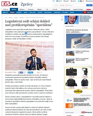 e15: Legislativní radě schází dohled nad protikorupčním "speciálem"