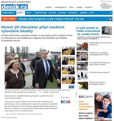 Bruntálská a krnovský deník: Ministr Jiří Dienstbier přijel navštívit vyloučené lokality