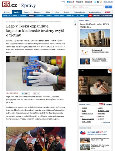e15.cz: Lego v Česku expanduje, kapacitu kladenské továrny zvýší o třetin
