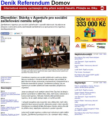 Deník Referendum: Dienstbier: Stávka v Agentuře pro sociální začleňování neměla smysl