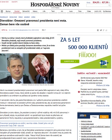 iHNED.cz: Dienstbier: Omezení pravomocí prezidenta není msta. Zeman bere vše osobně