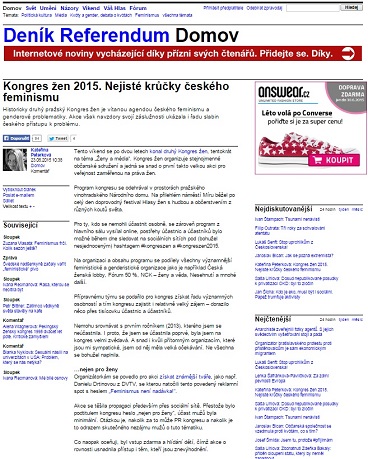 Deník Referendum: Kongres žen 2015. Nejisté krůčky českého feminismu