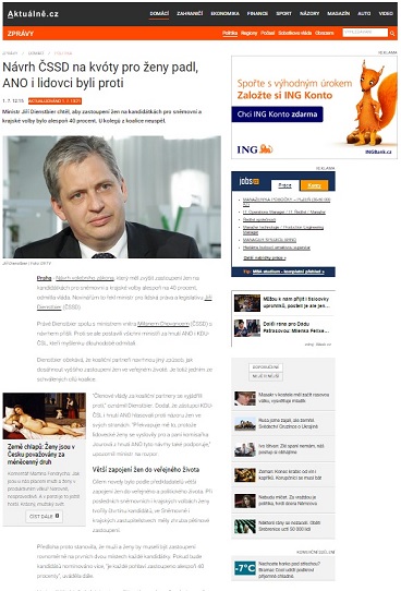 Aktuálně: Návrh ČSSD na kvóty pro ženy padl, ANO i lidovci byli proti