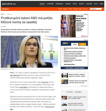 Aktuálně.cz: Protikorupční tažení ANO má potíže. Klíčové normy se zasekly