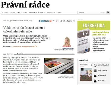 Právnírádce.ihned.cz: Vláda schválila ústavní zákon o celostátním referendu