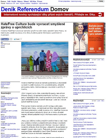 Deník Referendum: HateFree Culture bude vyvracet smyšlené zprávy o uprchlících