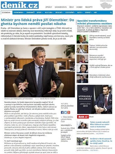 denik.cz: Ministr pro lidská práva Jiří Dienstbier: Do ghetta bychom neměli posílat nikoho