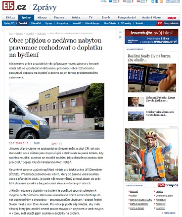 e15.cz: Obce přijdou o nedávno nabytou pravomoc rozhodovat o doplatku