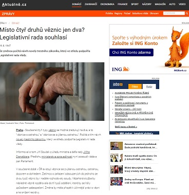 Aktuálně.cz: Místo čtyř druhů věznic jen dva? Legislativní rada souhlasí