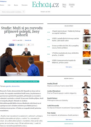 echo24: Studie: Muži si po rozvodu příjmově polepší, ženy pohorší