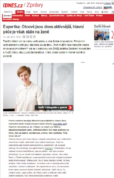 IDNES.cz: Otcové jsou dnes aktivnější, hlavní péče je však stále na ženě