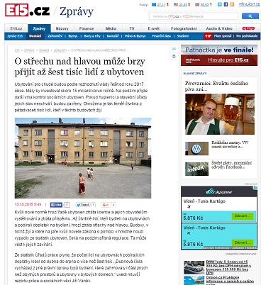 e15.cz: Lidem z ubytoven hrozí ztráta bydlení