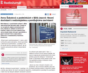 ČRo 1: Anna Šabatová o podmínkách v Bělé-Jezové: Nesmí docházet k nedůstojnému a ponižujícímu zacházení!