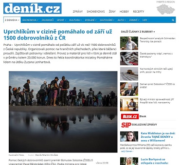 Deník.cz: Uprchlíkům v cizině pomáhalo od září už 1500 dobrovolníků z ČR