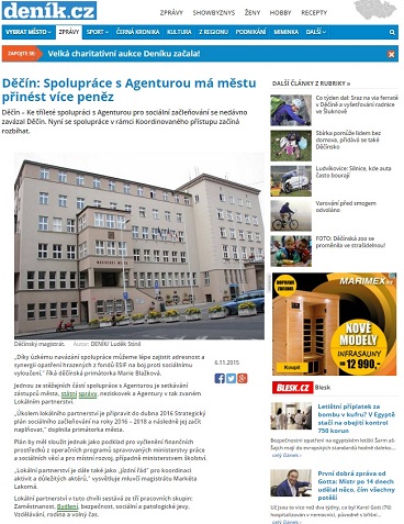 Deník.cz: Děčín: Spolupráce s Agenturou má městu přinést více peněz