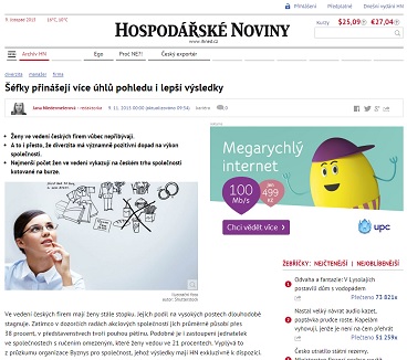 Hospodářské noviny: Šéfky přinášejí více úhlů pohledu i lepší výsledky
