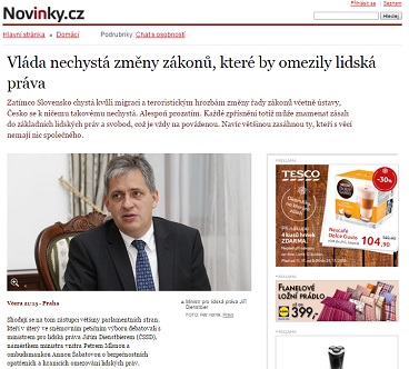 novinky.cz: Vláda nechystá změny zákonů, které by omezily lidská práva
