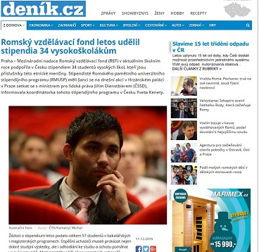Deník.cz: Romský vzdělávací fond letos udělil stipendia 34 vysokoškolákům