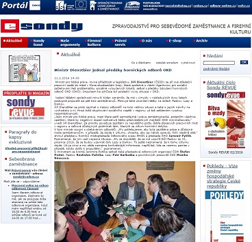 esondy.cz: Ministr Dienstbier jednal předáky hornických odborů OKD