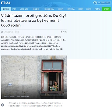 ČT 24: Vládní tažení proti ghettům. Do čtyř let má ubytovnu za byt vyměnit 6000 rodin
