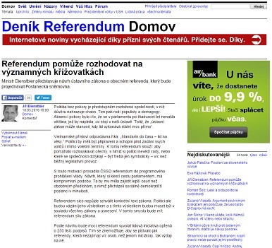 Deník Referendum: Jiří Dienstbier: Referendum pomůže rozhodovat na významných křižovatkách