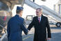 Prime Minister Petr Fiala greets the captain of a government plane before departing for India, 9 January 2024.