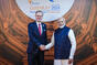 Prime Minister Petro Fiala is welcomed by Indian Prime Minister Narendra Modi at the Vibrant Gujarat Global Summit, 9 January 2024.