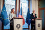 Press conference after a meeting between Prime Minister Petr Fiala and European Parliament President Roberta Metsola, 14 February 2024.