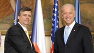 Premiér Jan Fischer a viceprezident Spojených států Joe Biden, 23.10.2009