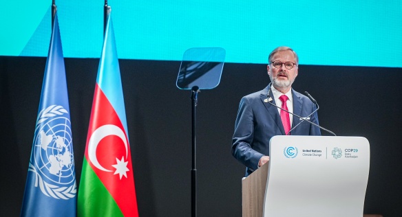 Premiér Petr Fiala přednesl na klimatické konferenci COP 29 v Baku postoje České republiky, 13. listopadu 2024.