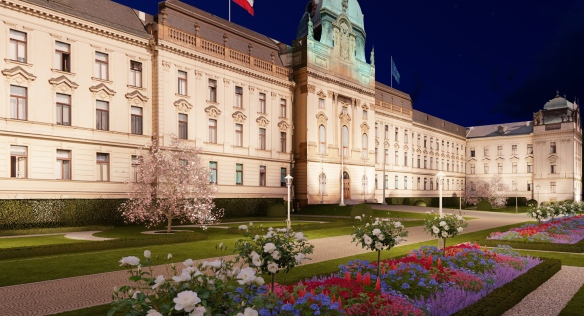 Úřad vlády spustil rozsáhlou rekonstrukci zahrady Strakovy akademie, 2. června 2021.
