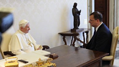 Prime Minister Petr Nečas meets Pope Benedict XVI at the Vatican