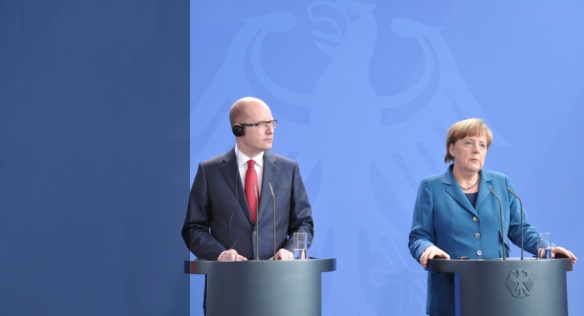 Meeting between Prime Minister Bohuslav Sobotka and his German counterpart, Angela Merkel, 4 May 2015. 